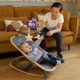 Sdraietta Neonato in Legno Richiudibile Grigio Lucas con Giostrina Migo 500601 0 Mesi+