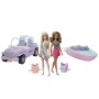 Barbie Set Auto Jeep, Barca e due Bambole Barbie GXD66 3 Anni+