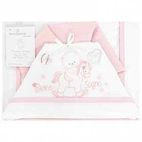 Lenzuola Lettino Neonato 60x120 cm Cotone Set 3 Pezzi Rosa Cavallino Dolce Sogno NG101-3 Nazareno Gabrielli