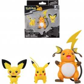 Pokemon Personaggi Evoluzione Pikachu Raichu Pichu 3 Mini Figure 5 cm 4 Anni+