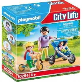 Playmobil City Life 70284 Mamma con Bambini Passeggino e Bicicletta 4 Anni+