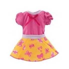 Vestito per Bambola 40-45 cm Rosa con Gonna Gialla Fiocchi Baby Rose