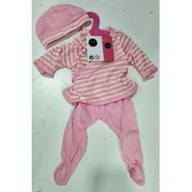 Vestiti per Bambola 40-45 cm Tutina e Cappellino Rosa a Righe Baby Rose