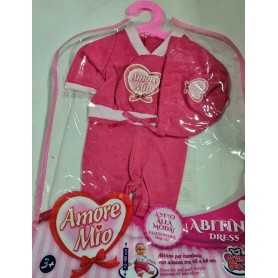 Amore Mio Vestito per Bambola 42-48 cm Tutina Rosa con Cappellino 71190 Grandi Giochi