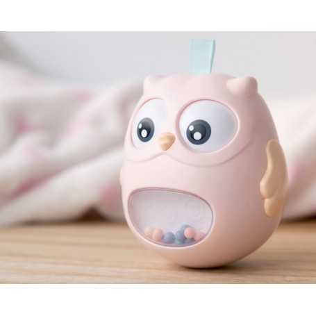 Gioco Sempre in Piedi Gufo Rosa con Sonaglio 3030 Kiokids 3 Mesi+