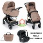 Trio Cam Techno Babila Cammello con Ovetto Reclinabile Relax I-Size Telaio Gold 2025