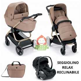 Trio Cam Techno Babila Cammello con Ovetto Reclinabile Relax I-Size Telaio Gold 2025