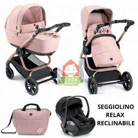 Trio Cam Techno Babila Cuori Rosa 563 con Ovetto Reclinabile Seggiolino Relax I-Size 80525 Telaio Bronzo 2024