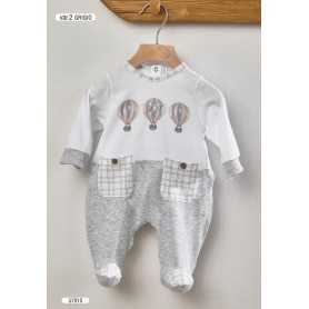 Tutina Cotone Neonato 0-1 Mese Grigio Beige Mongolfiere 42999 Gary