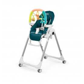 Peg Perego Prima Pappa Follow Me Plus Petrolio 2025 Seggiolone Pappa Sdraietta con Barra Giochi e Cuscino