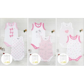 Body Senza Maniche Cotone 18 Mesi 86 cm Confezione Doppia Bambina Rosa Set 2 Body Colori Assortiti