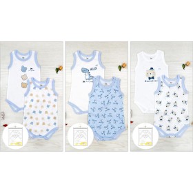 Body Senza Maniche Cotone 24 Mesi 92 cm Confezione Doppia Bambino Azzurro Set 2 Body Colori Assortiti