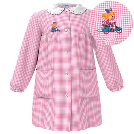 Grembiule Asilo Siggi  Bambina 2 anni 92 cm tg.45 Rosa Quadretti Scooter 33GR4027 Siggi