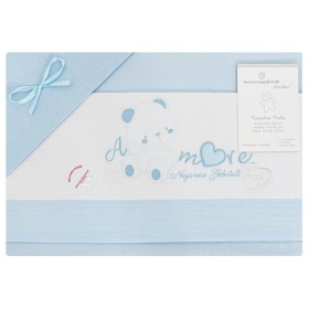 Lenzuola Carrozzina Neonato 75x40 cm Cotone Set 3 Pezzi Azzurro Orsetto Amore NG91-40 Nazareno Gabrielli
