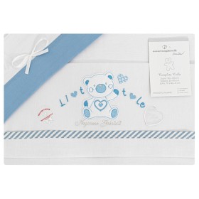 Lenzuola Carrozzina Neonato 75x40 cm Cotone Set 3 Pezzi Azzurro Orsetto Little NG91-38 Nazareno Gabrielli