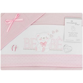 Lenzuola Carrozzina Neonato 75x40 cm Cotone Set 3 Pezzi Rosa Orsetto Bebè NG91-2 Nazareno Gabrielli