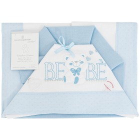 Lenzuola Lettino Neonato 60x120 cm Cotone Set 3 Pezzi Azzurro Orsetto Bebe NG101-2 Nazareno Gabrielli