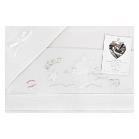 Lenzuola Lettino Neonato 60x120 cm Cotone Set 3 Pezzi Bianco Coniglio Star NG101-27 Nazareno Gabrielli