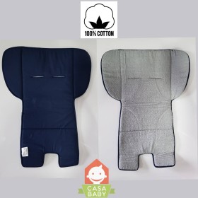 Materassino Copri Passeggino Universale Cotone Blu-Grigio Riduttore in Spugna