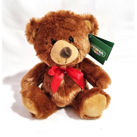 Peluche Orso con Fiocco 23 cm Marrone Primatoys 0 Mesi+