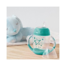 Tazza con Manici e Beccuccio in Silicone Azzurro Stelline 2911 Kiokids 6 Mesi+