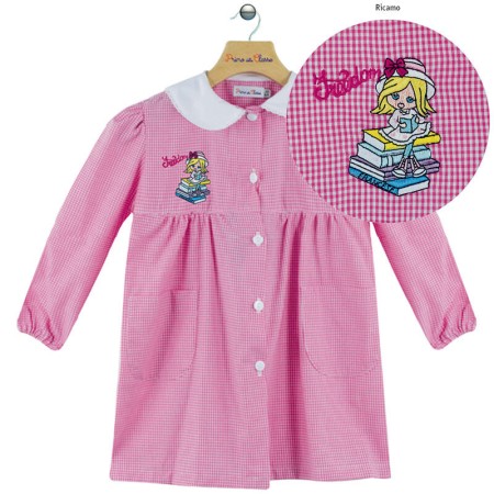 Grembiule Asilo Bambina 3 anni 98 cm tg.50 Rosa Quadretti Libri 3P302 Primo della Classe