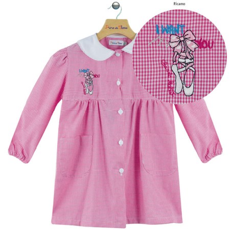 Grembiule Asilo Bambina 3 anni 98 cm tg.50 Rosa Quadretti Danza 3P301 Primo della Classe