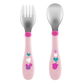 Posate Inox Bambini Chicco Rosa 18 mesi+ 