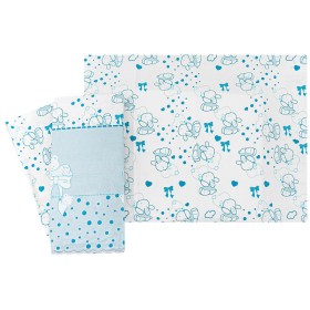 Lenzuola Lettino Neonato 60x120 cm Cotone Set 3 Pezzi Azzurro Coniglietto B422 Batuffolini