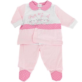 Completo Cotone Neonato 3-6 Mesi Rosa Gattini PRXB454 Preziosini Baby