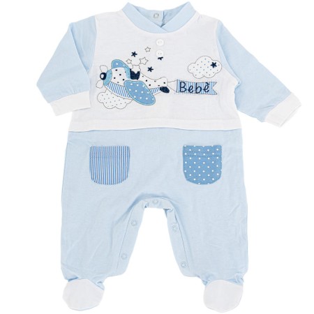 Tutina Cotone Neonato 3-6 Mesi Azzurra Aereo PRXA447 Preziosini Baby