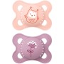 Ciuccio Mam 0-6 mesi Silicone Original Gufo Fiore Confezione da 2 Ciucci Rosa Lilla