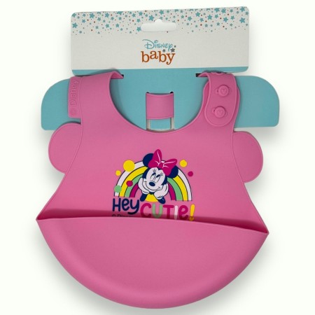 Bavaglino Minnie Silicone con Tasca Rosa Disney Ellepi WD9656 4 Mesi+
