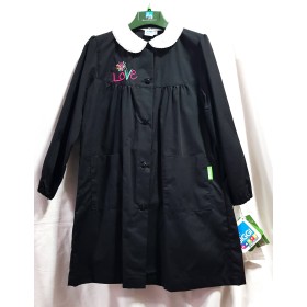 Grembiule Scuola Siggi Nero 7 Anni Bambina con Bottoni e Colletto tg.70 122 cm Love 47GR3758