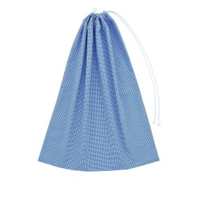 Sacca Asilo Grande per Cuscino e Coperte 65x50 cm Siggi Azzurro con Coulisse Quadretto