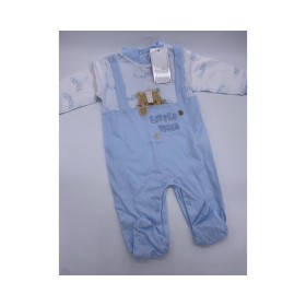 Tutina Cotone Neonato 3-6 Mese Azzurro Tigre TJ15W1 Pastello