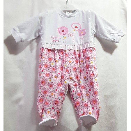 Tutina Cotone Neonato 1 Mese Rosa Fiori Ellepi BQ3131