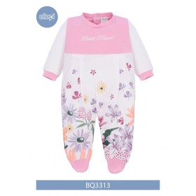 Tutina Cotone Neonato 3 Mesi Lilla Fiori Ellepi BQ3313 Bambina