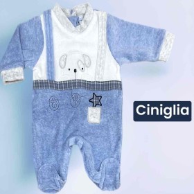Tutina Ciniglia Neonato 0-3 Mesi Azzurro Cagnolino 50-62 cm Preziosini