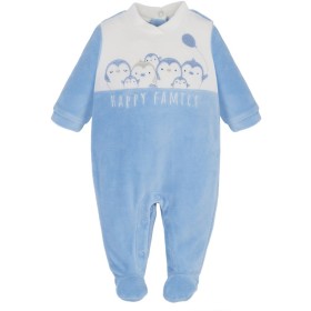 Tutina Ciniglia Neonato 1 Mese Ellepi Azzurro Pinguini BQ3249 Bambino