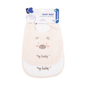 Bavaglini Neonato Spugna di Cotone Set 2 Bavette Beige My Teddy Kikka Boo 0 Mesi+