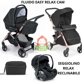 Cam Fluido Easy Trio Nero con Ovetto Reclinabile Relax I-Size Telaio Bronze 2025