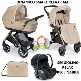 Trio Cam Dinamico Smart Beige con Ovetto Reclinabile Relax I-Size Telaio Gold 2025