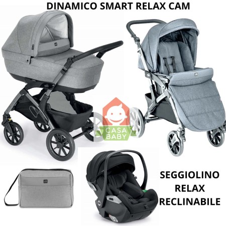 Trio Cam Dinamico Smart Grigio con Ovetto Reclinabile Relax I-Size Telaio Metal 2025