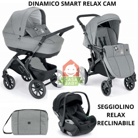 Trio Cam Dinamico Smart Romantic Grigio Ricami Natura con Ovetto Reclinabile Relax I-Size Telaio Metal 2025