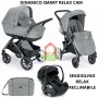Trio Cam Dinamico Smart Romantic Grigio Ricami Natura con Ovetto Reclinabile Relax I-Size Telaio Metal 2025