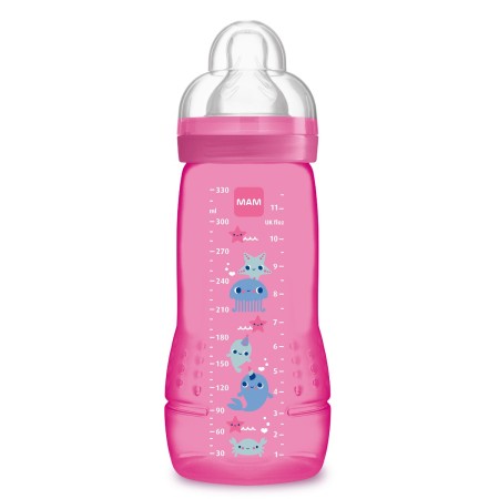 Biberon Mam 330 ml Rosa Mare Delfini 4+ Mesi Easy Active Flusso Veloce 3