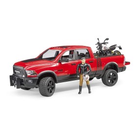 Bruder 02502 Pick Up RAM 2500 con Moto Ducati Desert Sled e Personaggio 4 Anni+