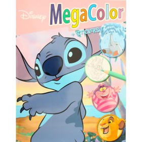 Libro da Colorare Stitch con Stickers Mega Album con Disegni Grandi