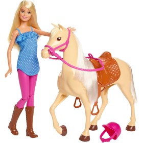 Barbie Cavallo con Bambola Barbie Snodata Cavallo Beige FXH13 Mattel 3 Anni+